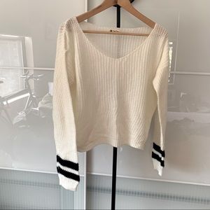 open knit varsity style sweater